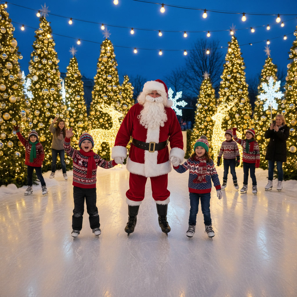 Skate with Santa special event at The Rink at Block 59 in Naperville