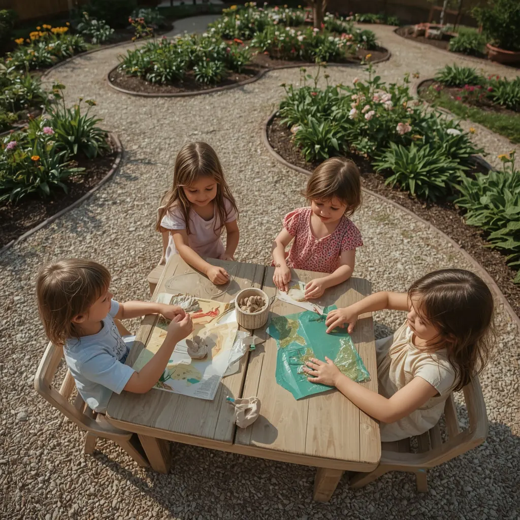 Visitors participating in guided activities at a sensory garden in Naperville